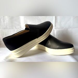 Black Leather Slip-On Sneakers
